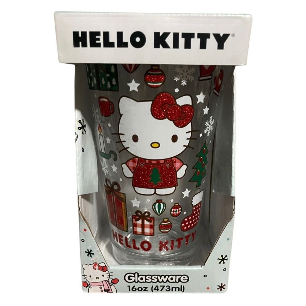 Hello Kitty Christmas Glassware Tumbler 16oz Holiday Festive Drinkware
